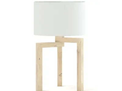 Wooden Table Lamp 3D Model 3D model