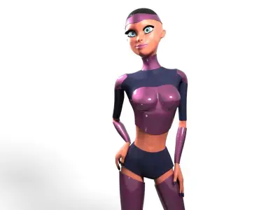 Sci-fi girl Rigged  Low-poly 3D model