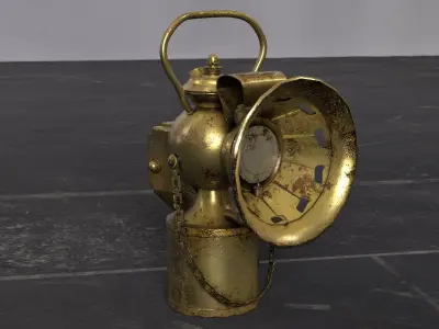 Vintage Carbide Lamp 3D Model with PBR Maps Low-poly 3D model