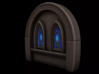Stylized Fantasy Window - AI  Low-poly 3D model