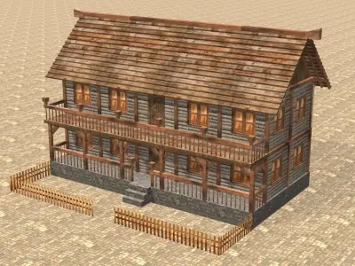 Medieval house fourteen 4 Low-poly 3D model