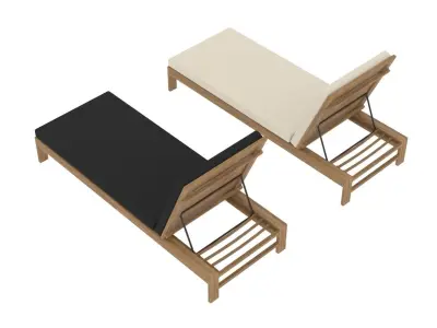 two sun loungers with adjustable back Low-poly 3D model