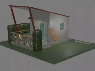 Bungalow House Thailand Low-poly 3D model
