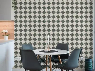 Emerald Animal Print Check Wallpaper Texture