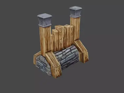 handpainted wall Low-poly 3D model