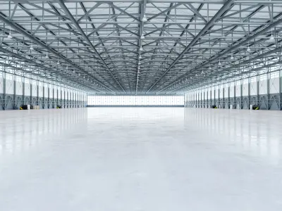 Airplane Hangar Interior 4b Low-poly 3D model