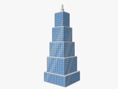 Cartoon skyscraper building 5 Low-poly 3D model
