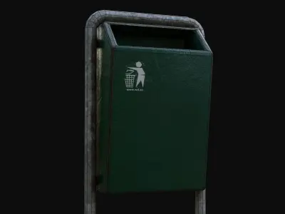 Low-Poly Dutch Outdoor Trash Bin Low-poly 3D model