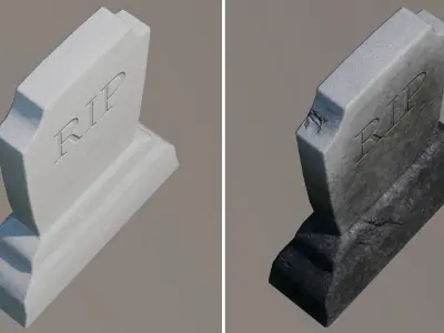 Dirty Old Tombstone Gravestone cemetery RIP Low-poly 3D model