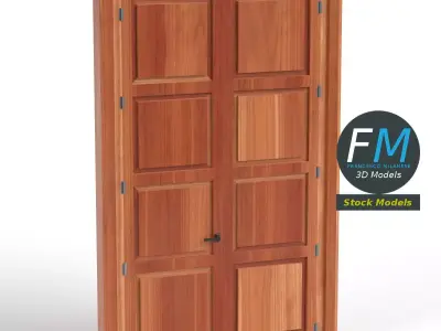 Tall wooden door 3D model