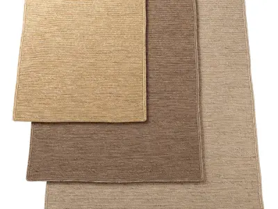 Natural Braided Jute Rug set 8 in one 3D model