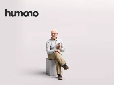 Humano Sitting Old Man 2204 3D model