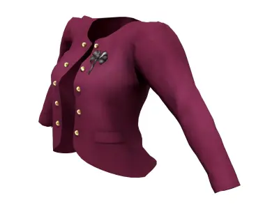Ladies Slim Blazer Open Front with Brooch Low-poly 3D model