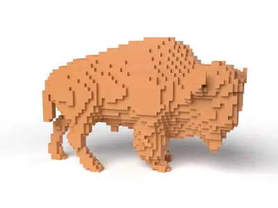 Bison Minecraft Voxel Low-poly 3D model