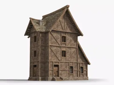 Medieval house x30 Low-poly 3D model