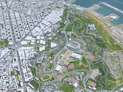 Barcelona Downtown Spain Low-poly 3D model