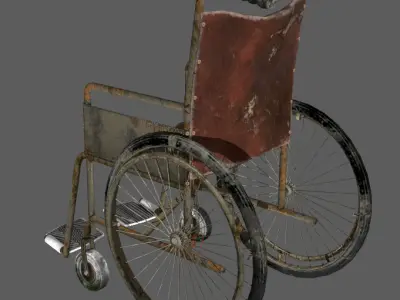 Old wheelchair Low-poly 3D model