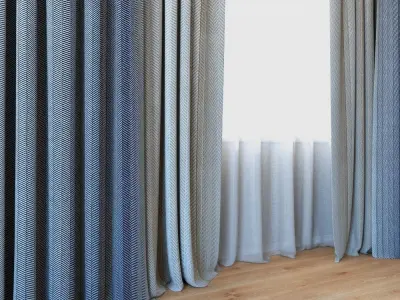 Curtains 07 Canvas curtains and tulle 3D model