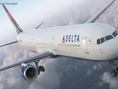  Delta Air Lines Boeing 767-400 with Cabin and Doors Rigged for Cinema 4D 