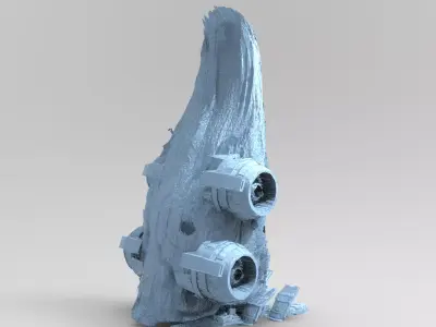 asteroid moon sword halved 3D model