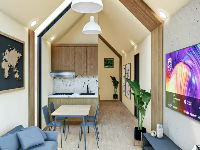 Modern Tiny House with Elevated Deck Compact Cabin 3D Model Low-poly 3D model