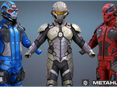 Sci-Fi Clothing Pack 01 and 03 Mega Bundle Low-poly 3D model