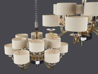 Tiepolo 12 Lights Fume Glass Chandelier 3D model