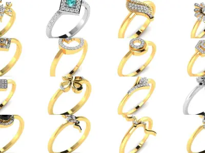 Diamond Rings Collection For Women 3d Print Model 3D Model Pack