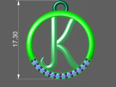 Initial Letter Pendant K 3D print model