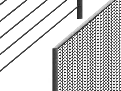 Modern metal railings 3 design options Editable splines option 3D model
