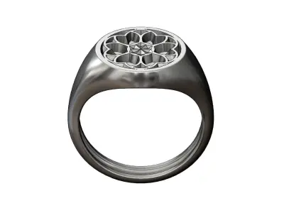 Round signet ring with gothic ornament N03 3D print model