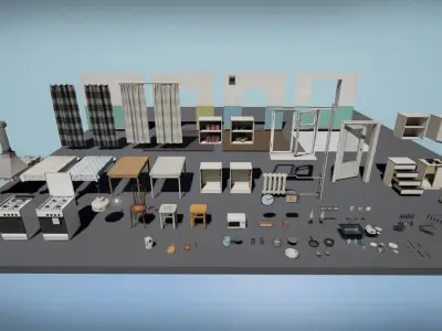 Post Soviet Kitchen  - UE5 Low-poly 3D model