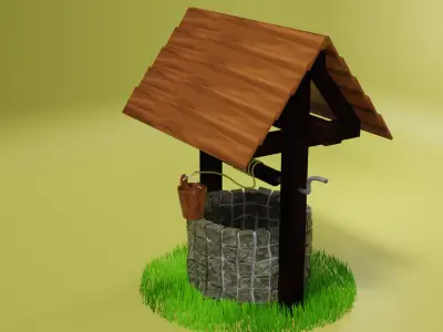 Old well - lowpoly Low-poly 3D model