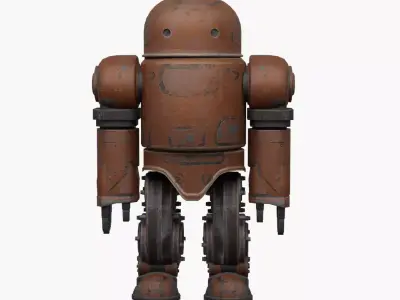 Old Robot humanoid A2 - rigged Low-poly 3D model