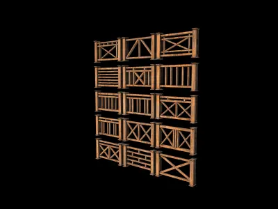 wooden fence 3D model