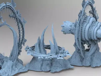 Alien holy mountain monolith 3 designs 3D model