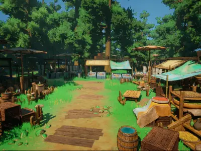 Stylized Asian Market Vol1 Gameready Low-poly 3D model