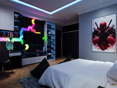 Bedroom Boys Gaming Blender - Fbx - Obj 3D model