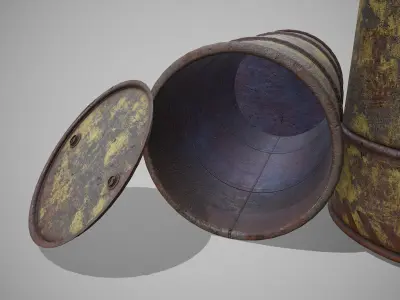 Barrels biohazard rusty Low-poly 3D model