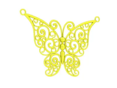 Elegant Filigree Butterfly Pendant 3D Jewelry Model 6627 3D print model