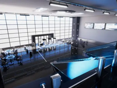  Business Center Lobby Interior Unity asset Low-poly 3D model