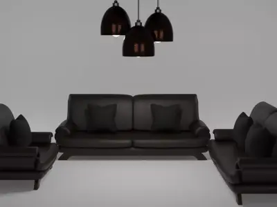 Furniture set Sofa and lights 3D model