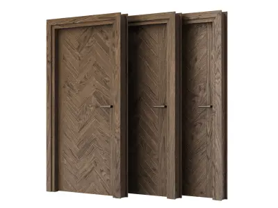 Wooden Door Set V11  3D model