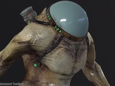 Cyborg Low-Poly game-ready animated 3D model Low-poly 3D model