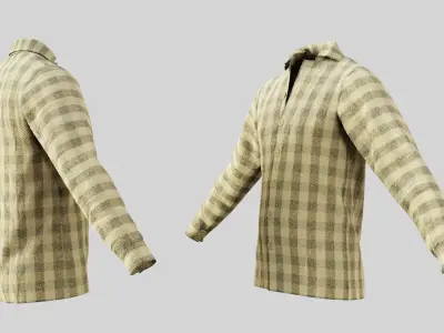 Light Yellow Fannel Checkered Low-poly 3D model