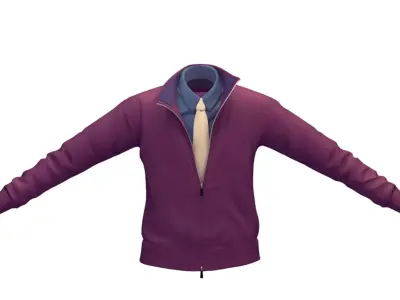Cartoon High Poly Subdivision Purple Jacket Low-poly 3D model purchase
