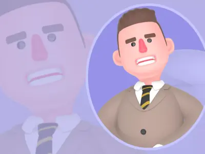 Stylized 3D Angry Lawyer Sitting Pose - Cartoon Male 3D model