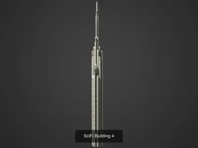 SciFi Building Low Poly 3D Model Pack