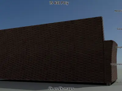 Wicker Sofa Low-poly 3D model