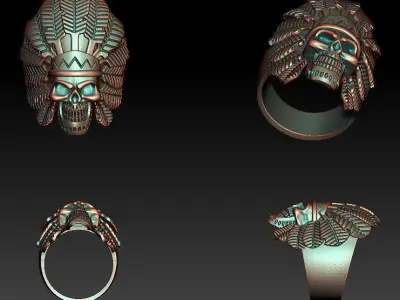 Skull ring Viking ring 3D print model